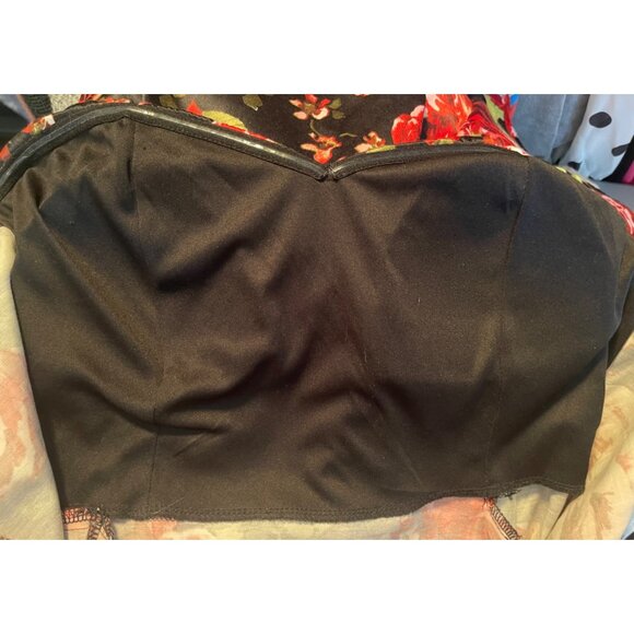 Forever 21 Strapless Dress Sz L Retro Rockabilly Pin Up Floral Y2K Glam Prom - Picture 8 of 8